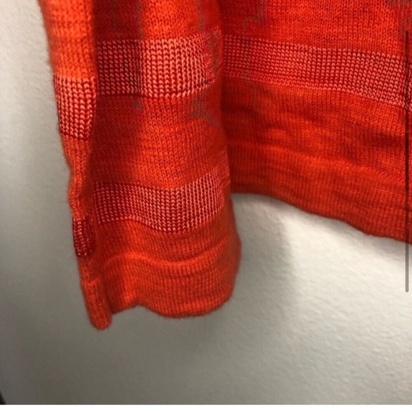 Banana Republic red orange stripe long sleeve cotton blend sweater Sz S - Picture 4 of 5